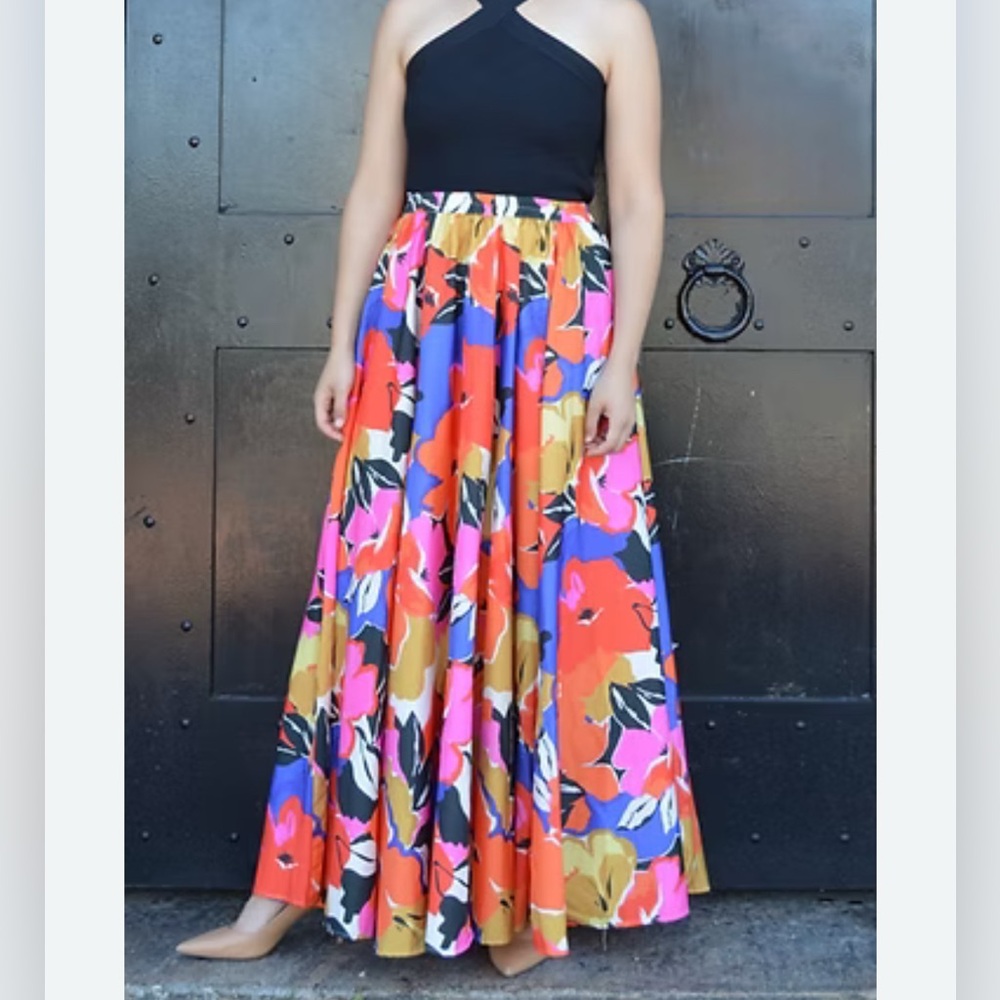 NEW Rachel Zoe Multicolor Floral Maxi Skirt Womens Large